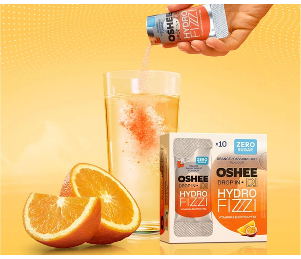 OSHEE Proszek musujący DROP IN Hydrofizzi pomarańcza-marakuja 10 s - 1546753 - zdjęcie 2